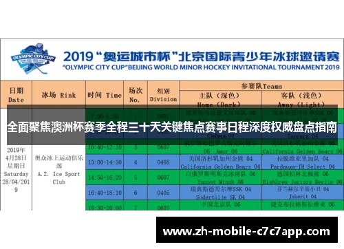 全面聚焦澳洲杯赛季全程三十天关键焦点赛事日程深度权威盘点指南